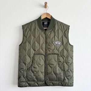 Learn To Forget‎ Cry Later Quilted Field Vest Olive Green Medium Punk Streetwear